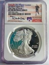 2018 W Proof Silver Eagle NGC PF70 UCAM - Travis Mills Signed Tough as They Come