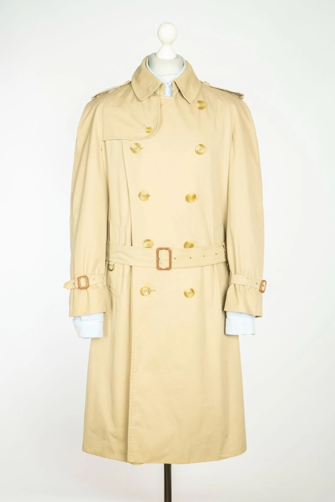 Burberry — Burberry Belted Double Breasted Beige Men's Trench Coat Jacket Genuine Size 54