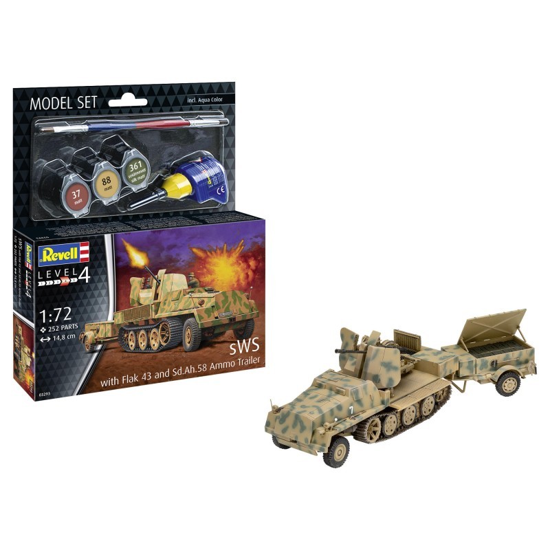 Maquette Revell 63293 Sd.Kfz. 11 SWS avec canon Flak 43 et remorque à munitions 1/72