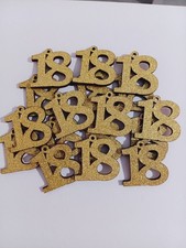 Lotto 24 Pezzi Bomboniera 18 Anni Compleanno Numero 18 Ciondolo Dorato Glitter