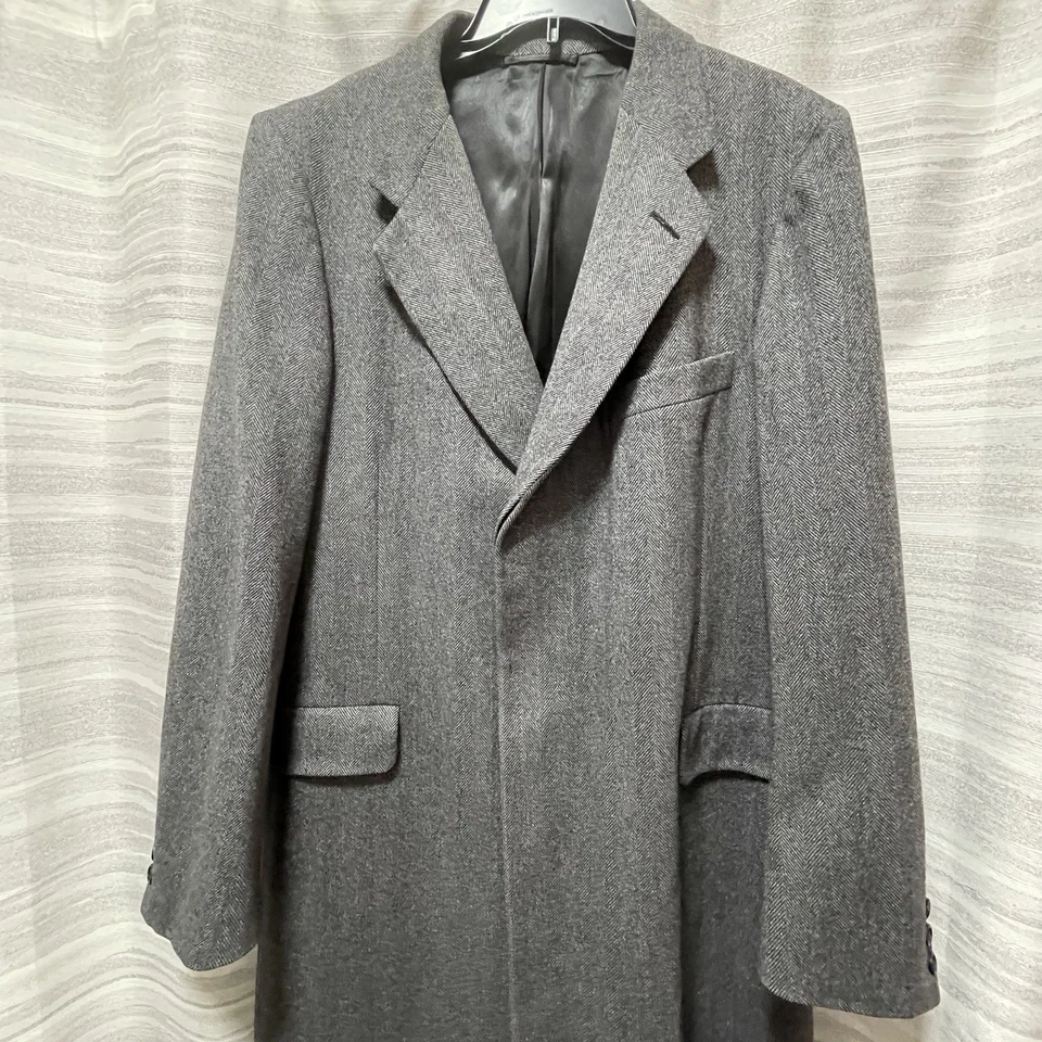 Hickey Freeman Men’s 42 L Wool Herringbone Overcoat USA Classic Elegant New Flaw - Image 3 of 4