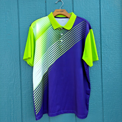 SR Speed Your Run German Designed Purple Green Polo Shirt Men's Size Large
