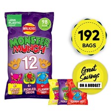 Walkers Crisps Variety Mix Pack Snacks Monster Munch 16 x 12