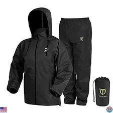 TIDEWE Lightweight Waterproof Rain Suit - Breathable 2-Piece Rainwear Protection