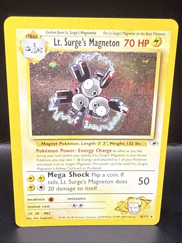 Pokémon TCG Lt. Surge's Magneton Gym Heroes 8/132 Holo Unlimited Rare - Picture 2 of 4