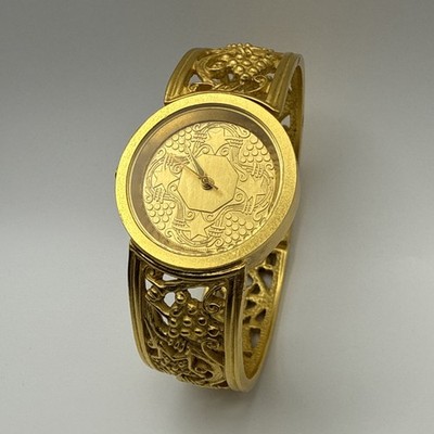 Vtg Metropolitan Museum of Art Gold Tone Byzantine Grapevine Pin/Hinge Bracelet