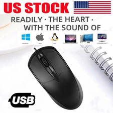 USB 2.0 Optical Wired Scroll Wheel Mouse PC Laptop Notebook Desktop Black Mice