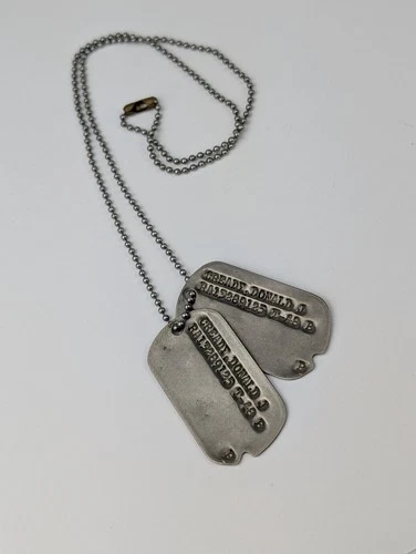 1948 Pair Of Military Dog Tags Donald J Cready WW2 Veteran