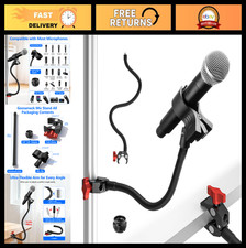 Adjustable Gooseneck Microphone Stand, Heavy Duty Desk Clamp Mic Holder, 19.69