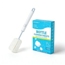 Bottle Cleaning Set - Long Handle Brush  30 Dissolving Tablets for Thermos, Tum