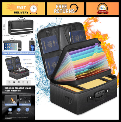Fireproof Waterproof Document Organizer with Lock - Portable File Safe for Trave