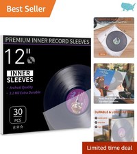 12" Vinyl Record Inner Sleeves - 30 Pack of Protective Anti-Static Covers