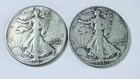 WALKING LIBERTY SILVER HALF DOLLAR 90% SILVER LOT OF 2 CIRCULATED COINS #10020