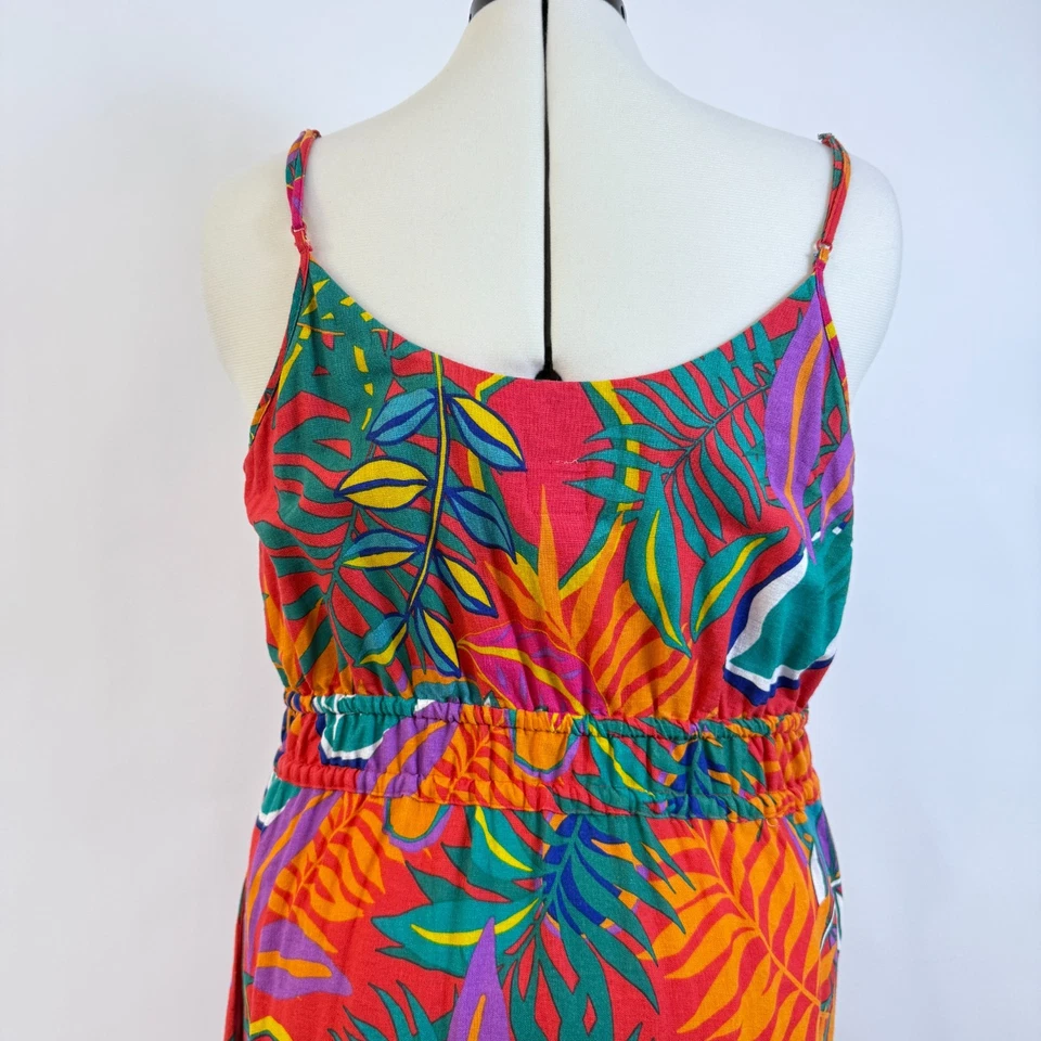 C&C California Linen Blend Tropical Print Tiered Maxi Dress Womens XL Resort - Image 4 of 4