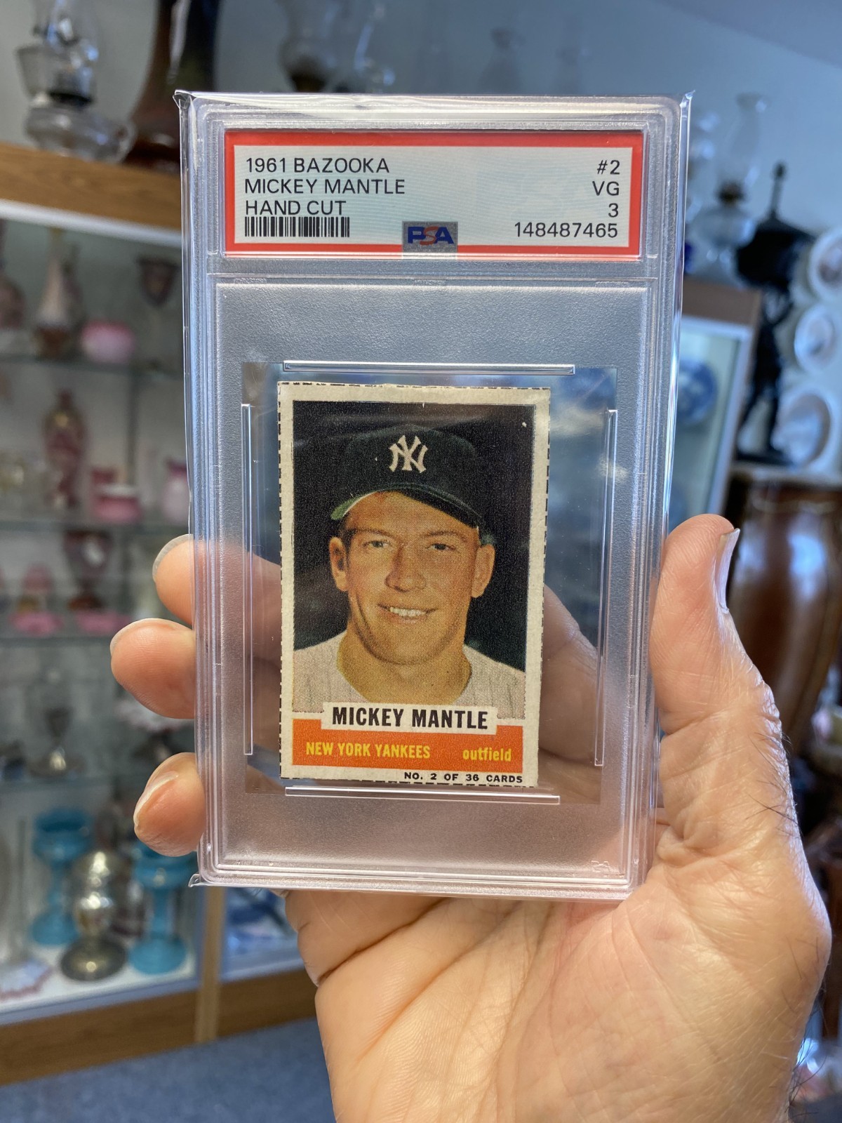 Vintage Sports Baseball Card - 1961 Bazooka Mickey Mantle PSA 3 view 10