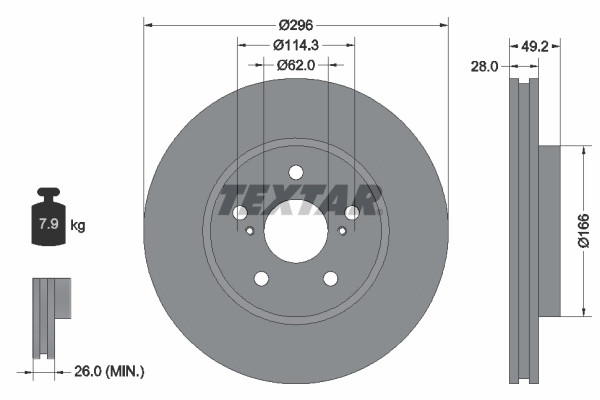 Disques de frein Textar 92135800 résout vibrations au freinage Landwind JMC