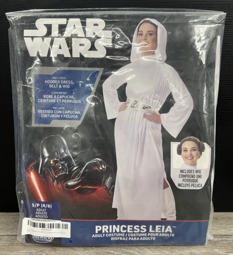 Princess Leia Costume - Star Wars - Hooded Robe - Wig - Belt - Women - Sm/P 4/6