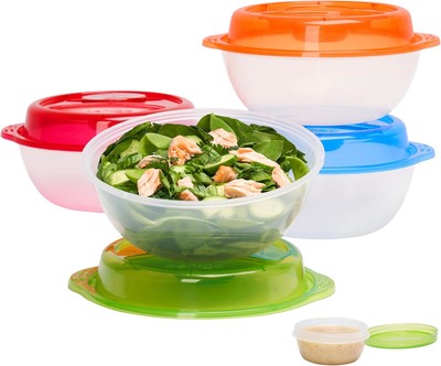 Bentgo Easyboxes Salad-to-Go Containers - 8-Piece Set: 4 Bowls, Classic 