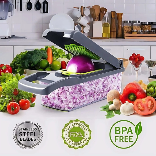 16-In-1 Fruit Vegetable Slicer Cutter Food Onion Veggie Dicer Chopper Kitchen - Picture 9 of 24