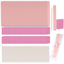 Disposable Manicure Kit - 50pc Set, Includes Mini Nail Buffer, Pink