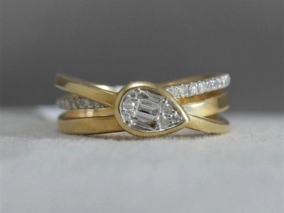 2 CT Baguette Simulated Diamond Women's Wrap Wedding Ring 14K Yellow Gold Plated