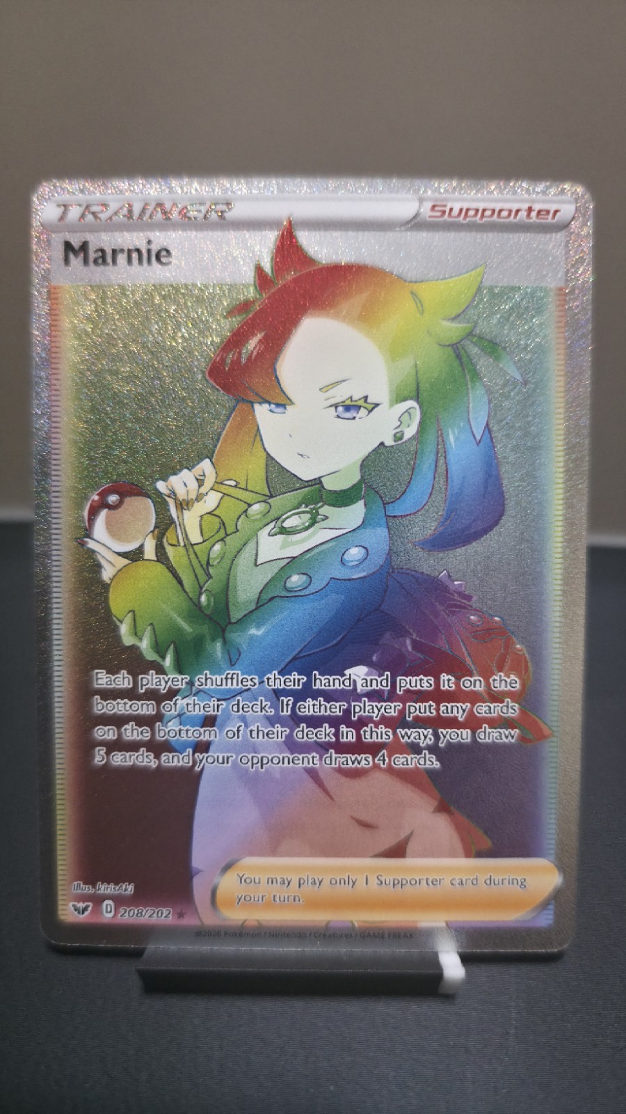 Pokémon Marnie Sword & Shield - Secret Rare Full Art Holo - 208/202
