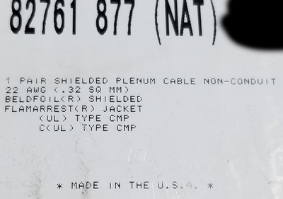 Belden 82761 22/1P Shielded Twist Pair FEP/Flamarrest Control Cable White /25ft