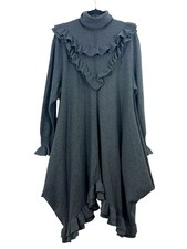 Stella McCartney Wool High Neck Ruffled Sweater Dress Gray Size 44 (Large)