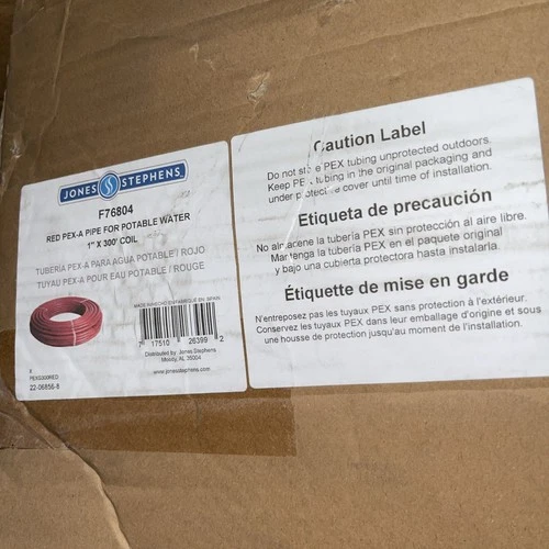 Jones Stephens F76804 1" x 300' Red PEX-A Pipe for Potable Water - Red - Picture 3 of 3