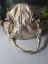 BMakowsky Metallic Gold Leather Hobo Bag Slou...