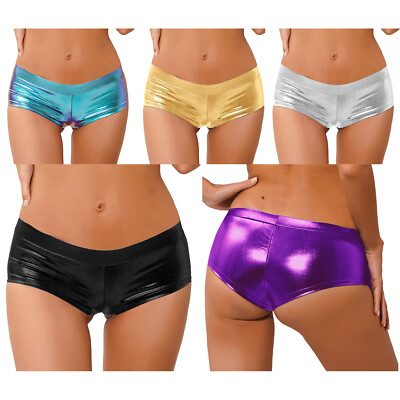 Damen Lederoptik Hotpants Wetlook Kurze Shorts Hosen Unterwäsche Gogo Clubwear