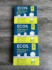 (LOT OF 3) ECOS Plant Based Dishwasher Sheets - Plastic Free - 60 Sheet/Loads