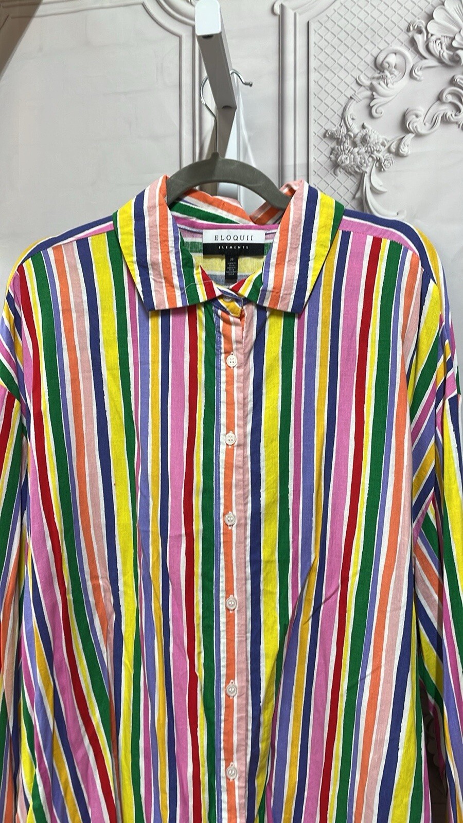 Eloquii Elements Striped Shirt Button Front Brigh… - image 2