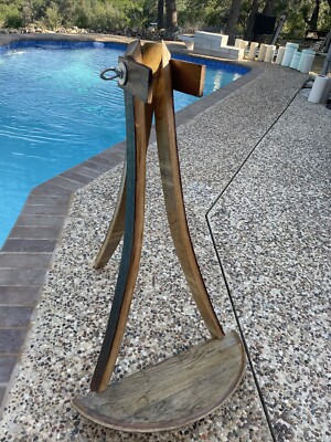 Guitar Stand #25 handmade from oak wine stave 