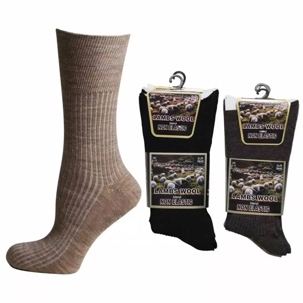 6/12 Pairs Mens Assorted Plain & Arygle Colours Diabetic Wool Socks Size 6-11