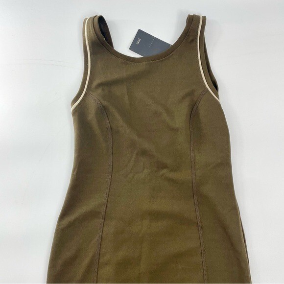 NWT ZARA Chocolate Brown Stretch Scoop Back Minimals Neutral Bodycon Midi Dress thumbnail 11