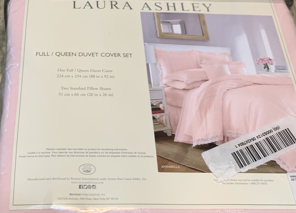 LAURA ASHLEY Full/Queen Annabella Pastel Pink Duvet Cover Set BRAND NEW oos rare eBay