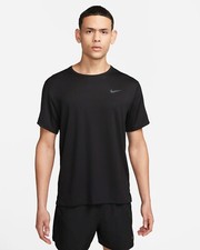 Nike Miler Dri-FIT UV Men's Short-Sleeve Running Top Black Sz Medium DX0874-010