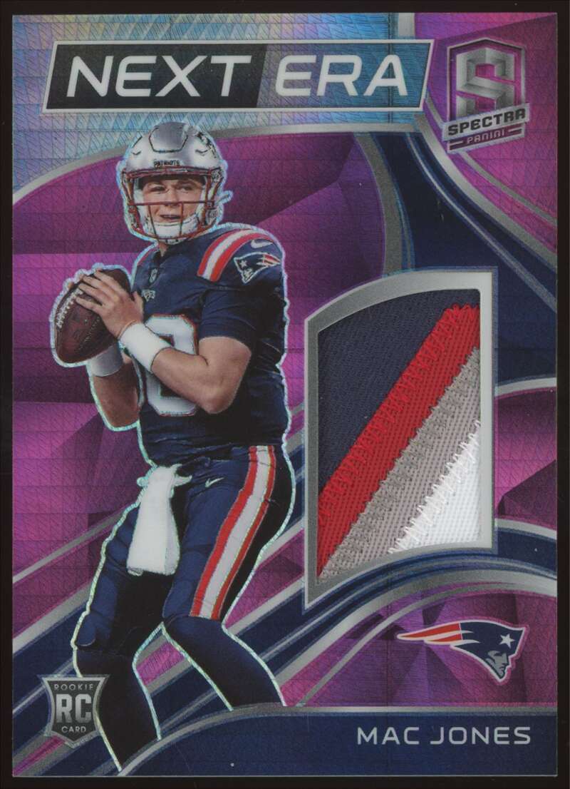 Mac Jones Panini Spectra Next ERA Relics #NEMJ Neon Pink