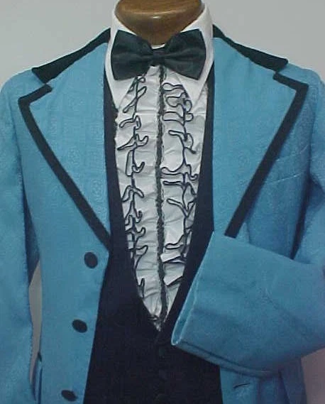 Black and shop baby blue tux