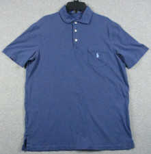 Polo Ralph Lauren Shirt Medium Men Custom FitBlue Short Sleeve Shirt White Pony