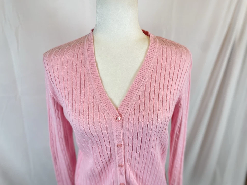 Cárdigan Suéter Kim Rogers Petite Pequeño Rosa Cuello en V Botón Frontal Talla PS Mujer Foto 3 de 4