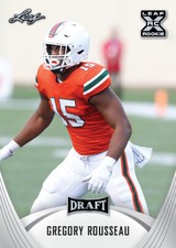 Gregory Rousseau 10 count lot 2021 Leaf Draft Football Rookies XRC RCs