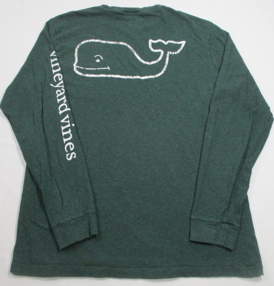 Vineyard Vines Shirt Mens Large Green Logo Long Sleeve Crew Neck Casual