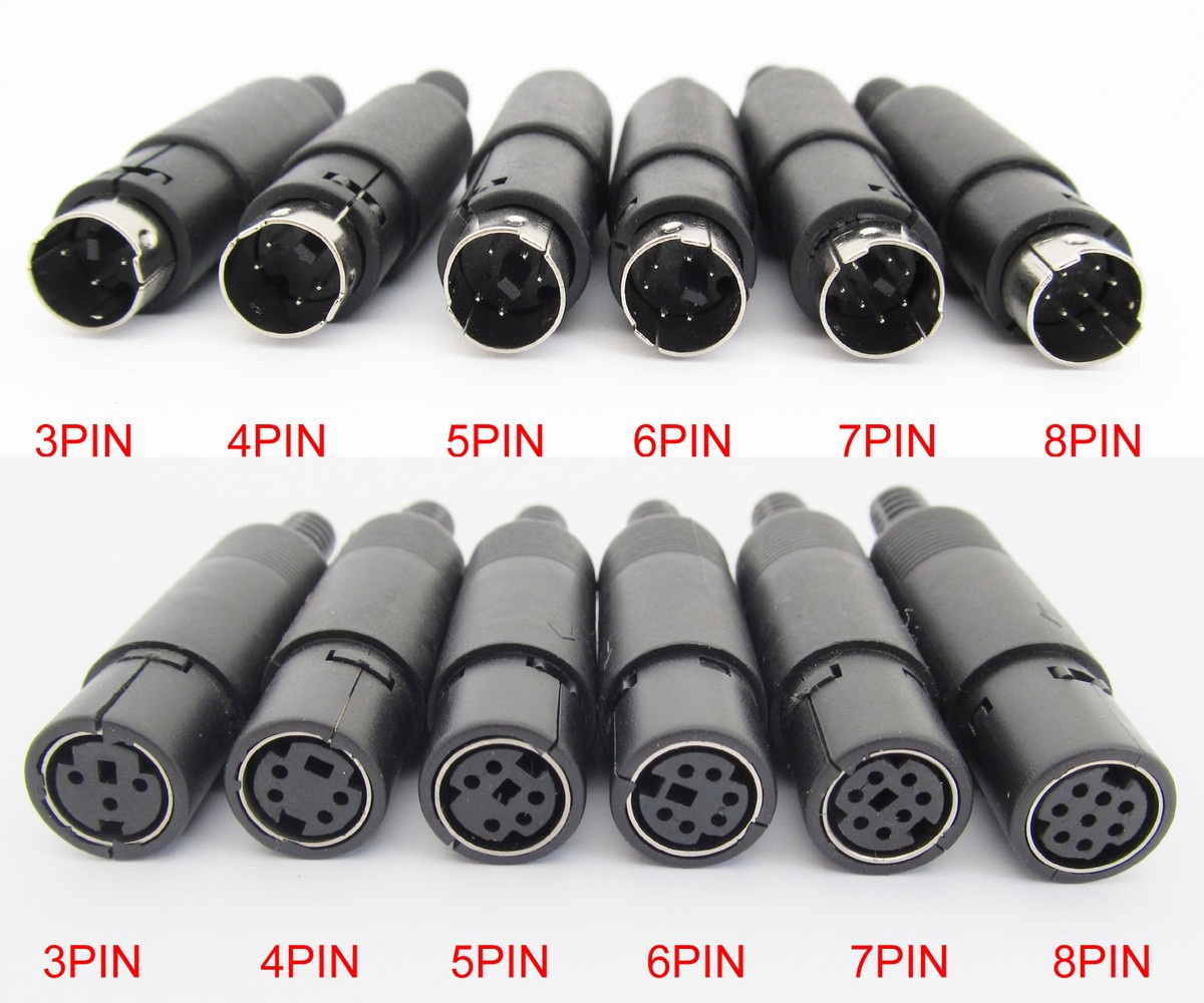 100pcs Mini DIN Plug Jack Connector with Black ABS Plastic Handle