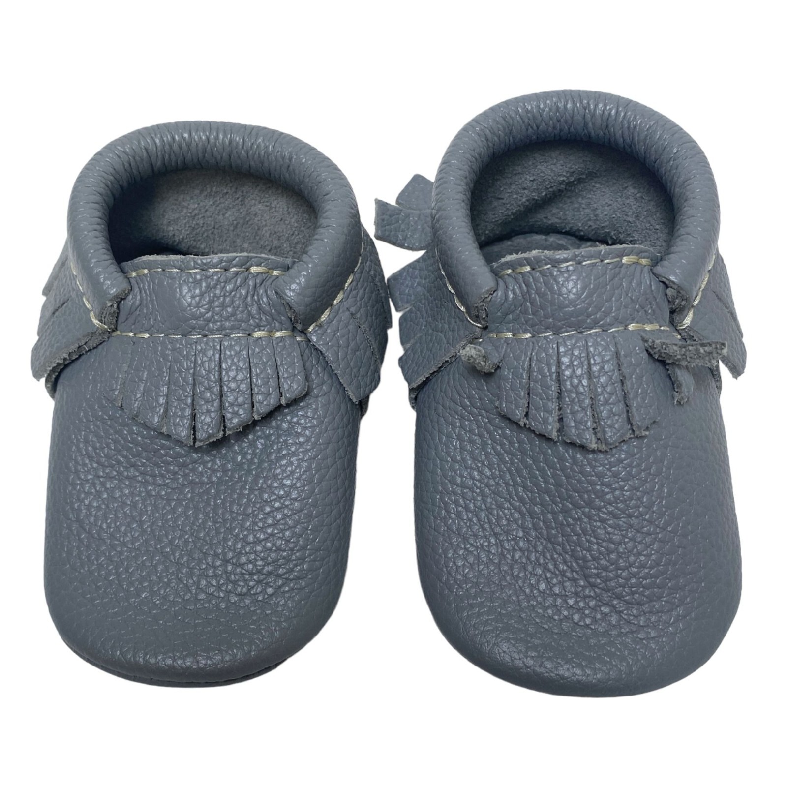 6-12 Months Leather Moccasins Gray Western Fringe