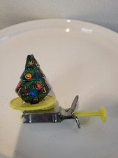 Vintage 1950S Tin Litho Christmas Tree And Santa Spinning Push Toy Marked Japan