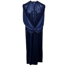 High Quality Shiny Emirate Men's Navy Blue Long Sleeve Thobe Jubba Dishdasha