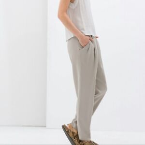 Zara Beige Baggy Pants Trousers Ref 2408 650 805 Ebay