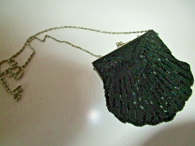 APT. 9 Glass Black Beaded Crossbody Clutch NEW Silver Frame Evening Bag